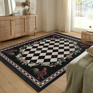 High Country Rooster Area Rug Rug|anti-slip Checkered Rug|washable ...