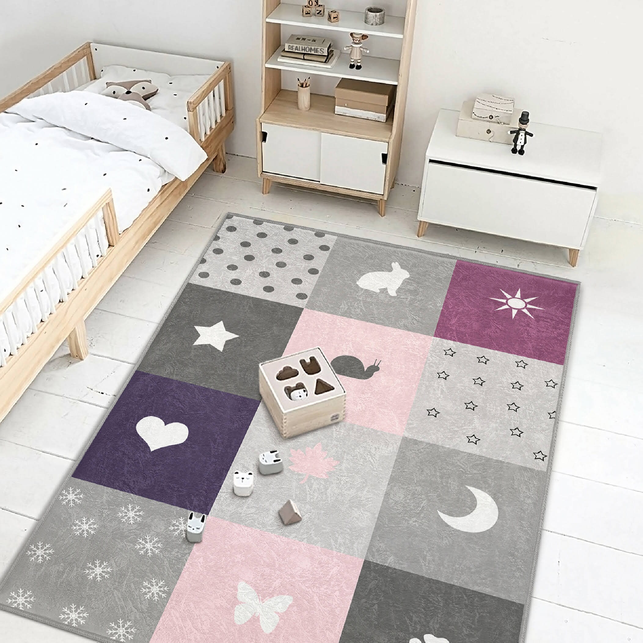 Rainbow Rug Lukinbox Butterfly Kids Rug Non-Slip 3'x4' Play Mat