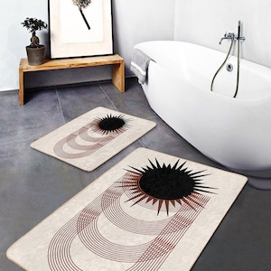 Beige Absorbent Bath Mat|Abstract Shower Mat|Washable Striped Bathroom Mat|Modern Toilet Mat|Quick Drying Bath Mats|Bestselling Shower Mat