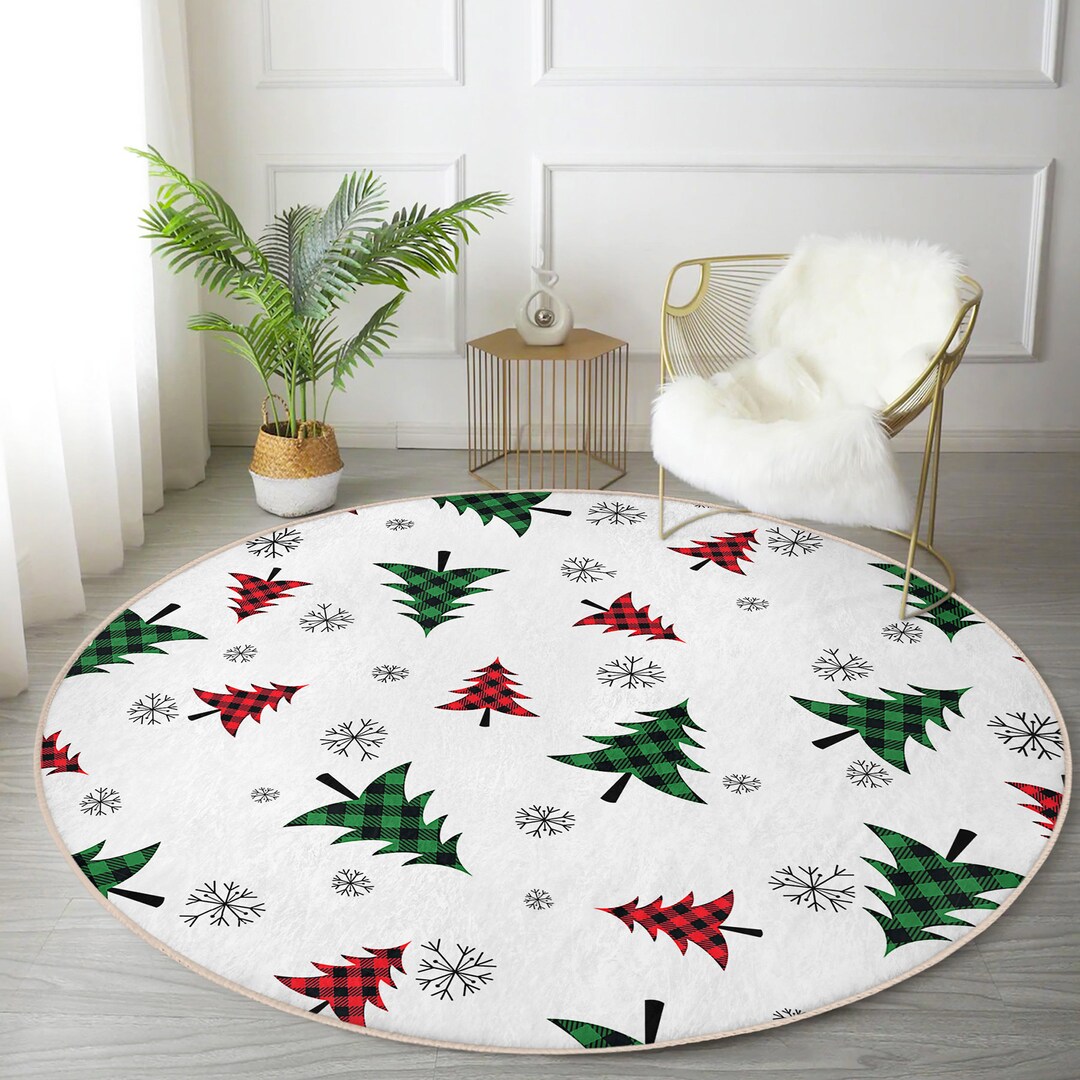 White Christmas Ruggreen and Red Christmas Trees Rugcolorful Christmas