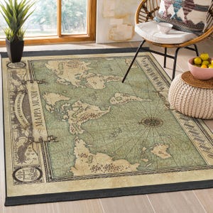 Tapis Mappa Mundi|Tapis carte|Tapis de salon|Tapis antidérapants|Tapis rectangulaire lavable|Tapis décoratif|Cadeau de pendaison de crémaillère|Tapis carte du monde