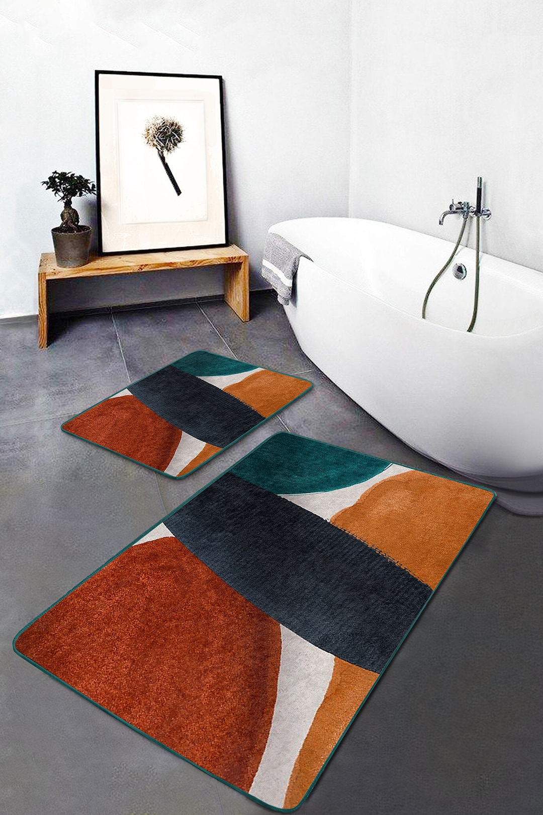 Orange Bath Mat|anti-slip Green Bathroom Rug|bathroom Decor|washable ...