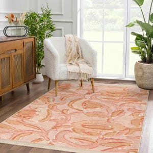 Abstract Orange Rug|orange Runner|peach Living Room Rug|watercolor ...