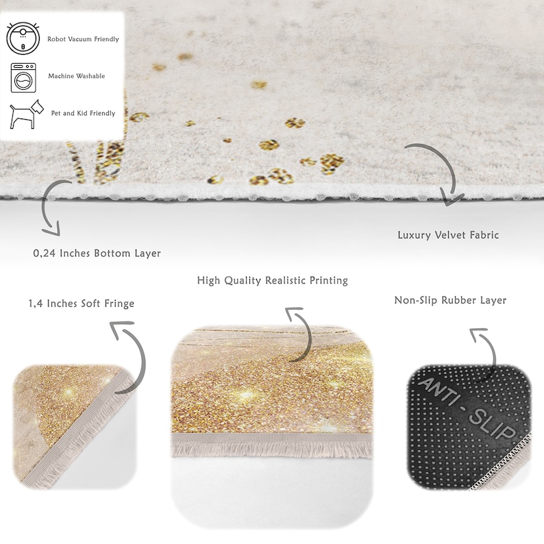 Shiny Rug Shiny Gold Carpet|modern Silvery Area Rug|bestselling Fringed Carpet ...