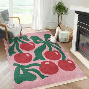 Fruit Rug|cherry Rug|cherry Art Carpet|non-slip Rugs|pink Kitchen Rug ...