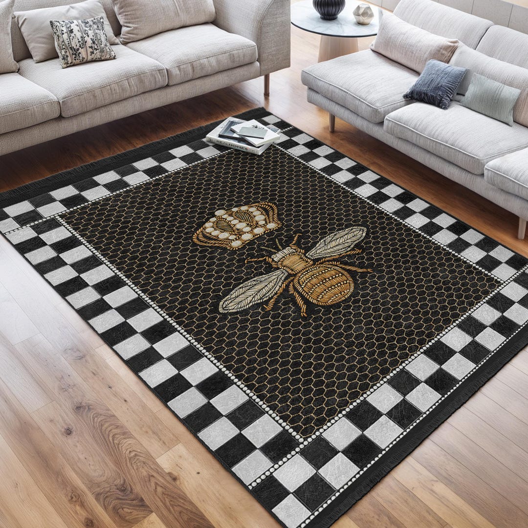 Bee Rug Runner Bee Rug|checkered Runner|black and White Rugs|non-slip Rugs|washable ...