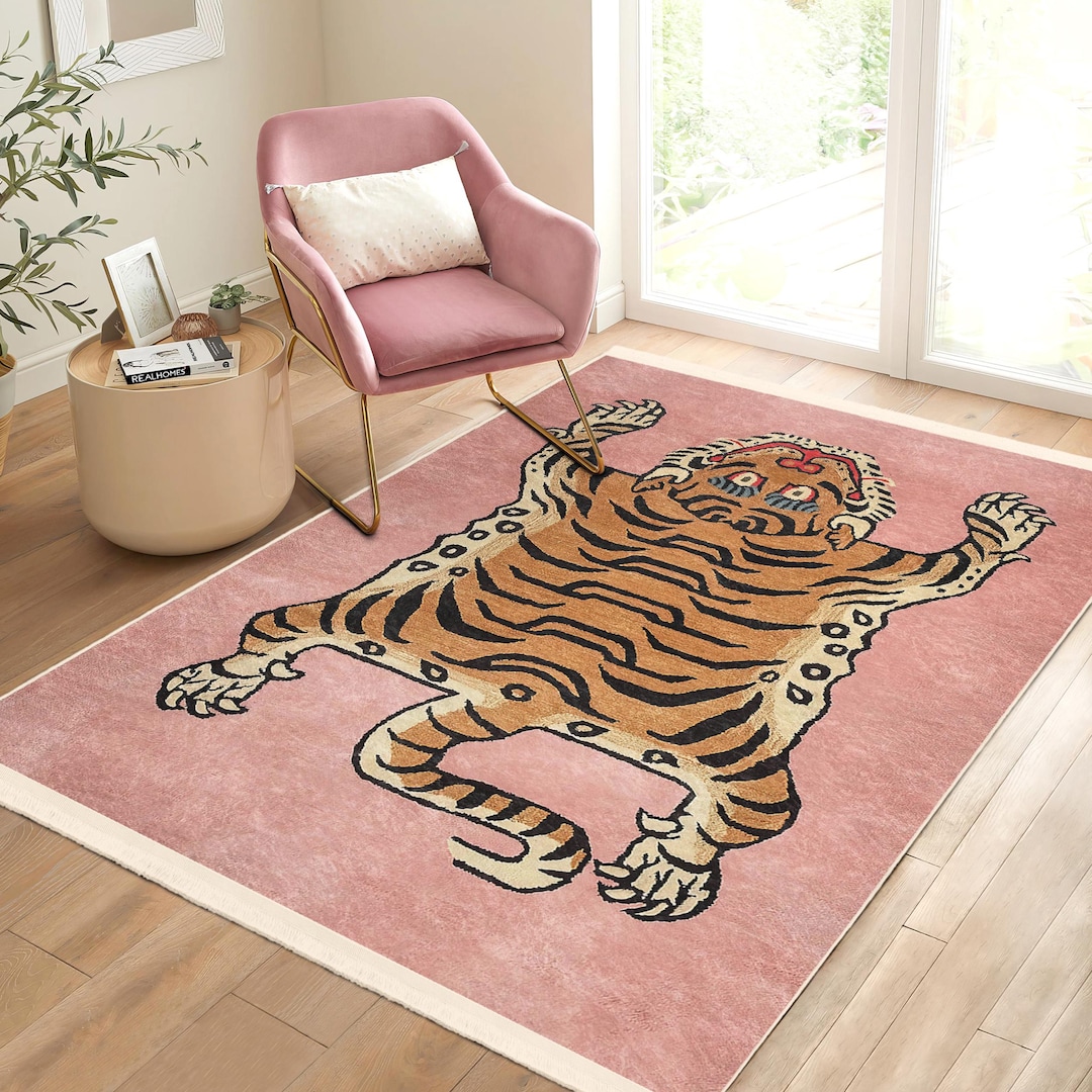 Tiger Rug|pink Rug|living Room Carpets|non-slip Rugs|washable