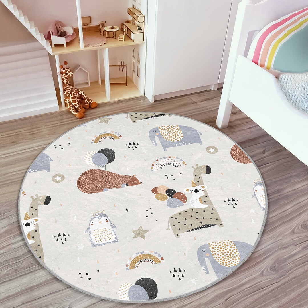 Baby Rooom Rugs Anti-slip Baby Room Door Mat|blue Carpet for Kid's|washable Nursery Rug ...