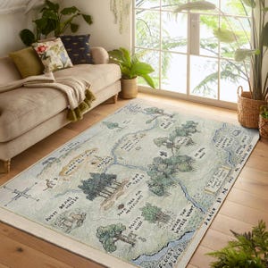 100 Acre Holz Teppich|Winnie Map Teppich|Kinderzimmer Teppich|Babypartygeschenk|Waschbarer Teppich|Geburtstagsgeschenk|Kinderzimmer Teppich|Anti-Rutsch Teppiche|Landkarte