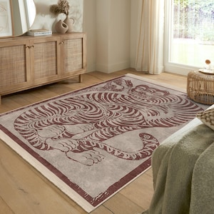 Tiger Dekor|Teppich|Tibetmuster|Wohnzimmer Teppiche|Anti-Rutsch Teppich|Küchenteppich|Einweihungsgeschenk|Tibetteppich|Hochwertiger Teppich