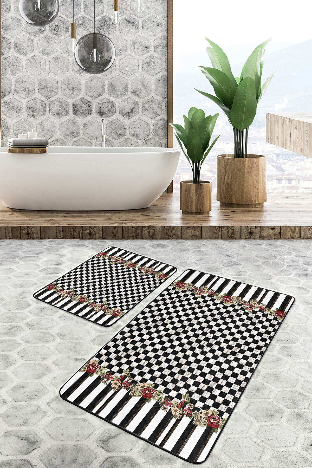 badvorleger blau ente-badematten-set aus baumwolle – läufer, matte