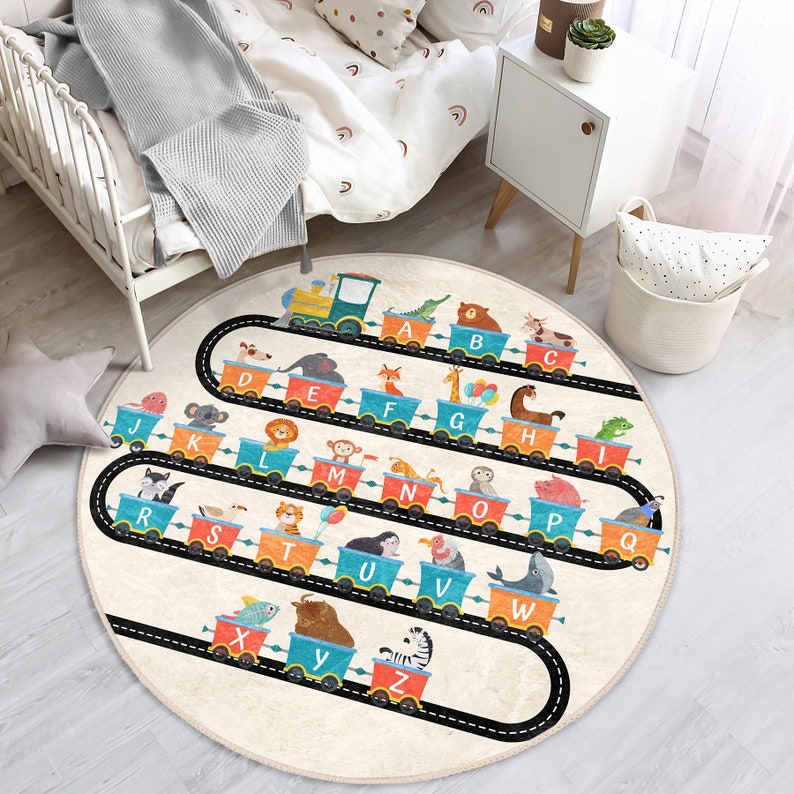 Classroom Train Rug Educational Train Wagons Children's Rug|colorful Baby Mat|handmade ...