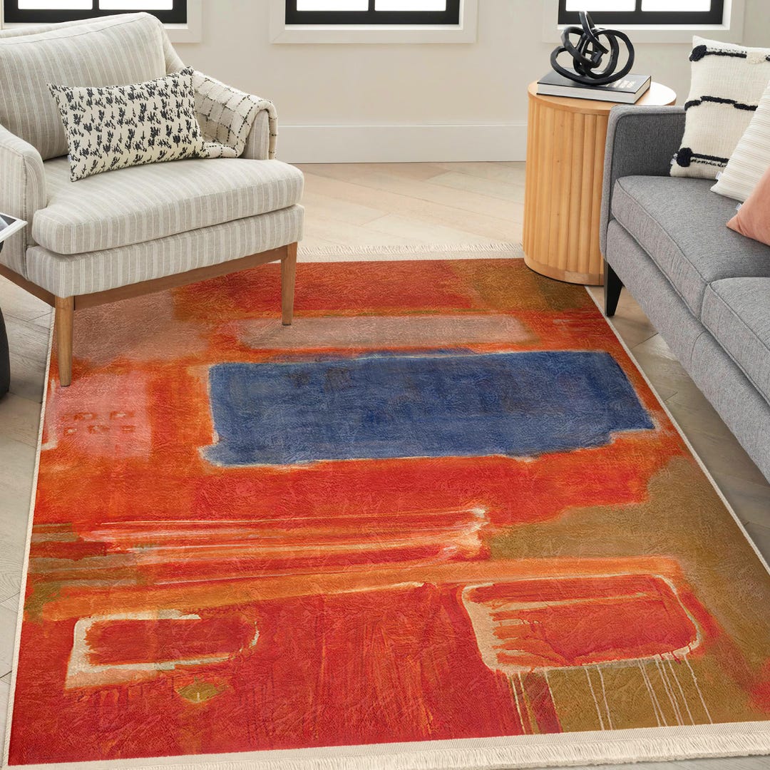 Rothko Rug Colorful Rothko Style Rug|abstract Area Rug|washable Kitchen Rug ...