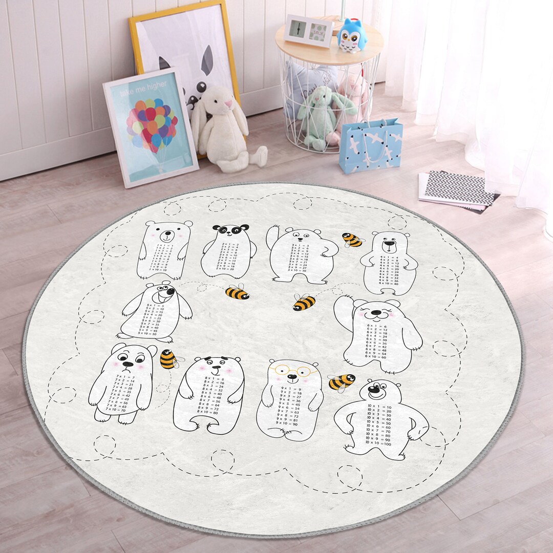 Cute Bears Multiplication Table Rug|educational Mat|non-slip Kid's ...