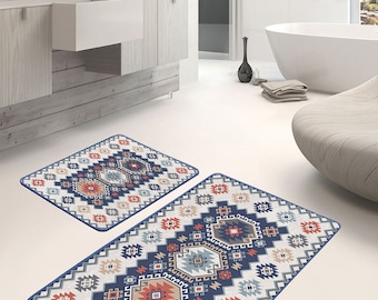 Tappetino Bagno Ovale Boho Etnico 40x60 Antiscivolo Assorbente