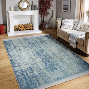 Blue Tumbled Carpet|Rectangle Area Rug|Modern Non-Slip Living Room Rug|Washable Doorway Carpet|Best Dining Room Rugs|Decorative Kitchen Rug