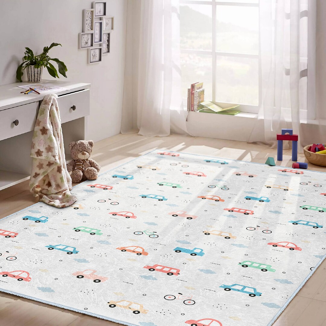 Colorful Car Rugs Best Car Rugs|traffic Play Mat|kid's Playroom Rugs|washable Colorful ...