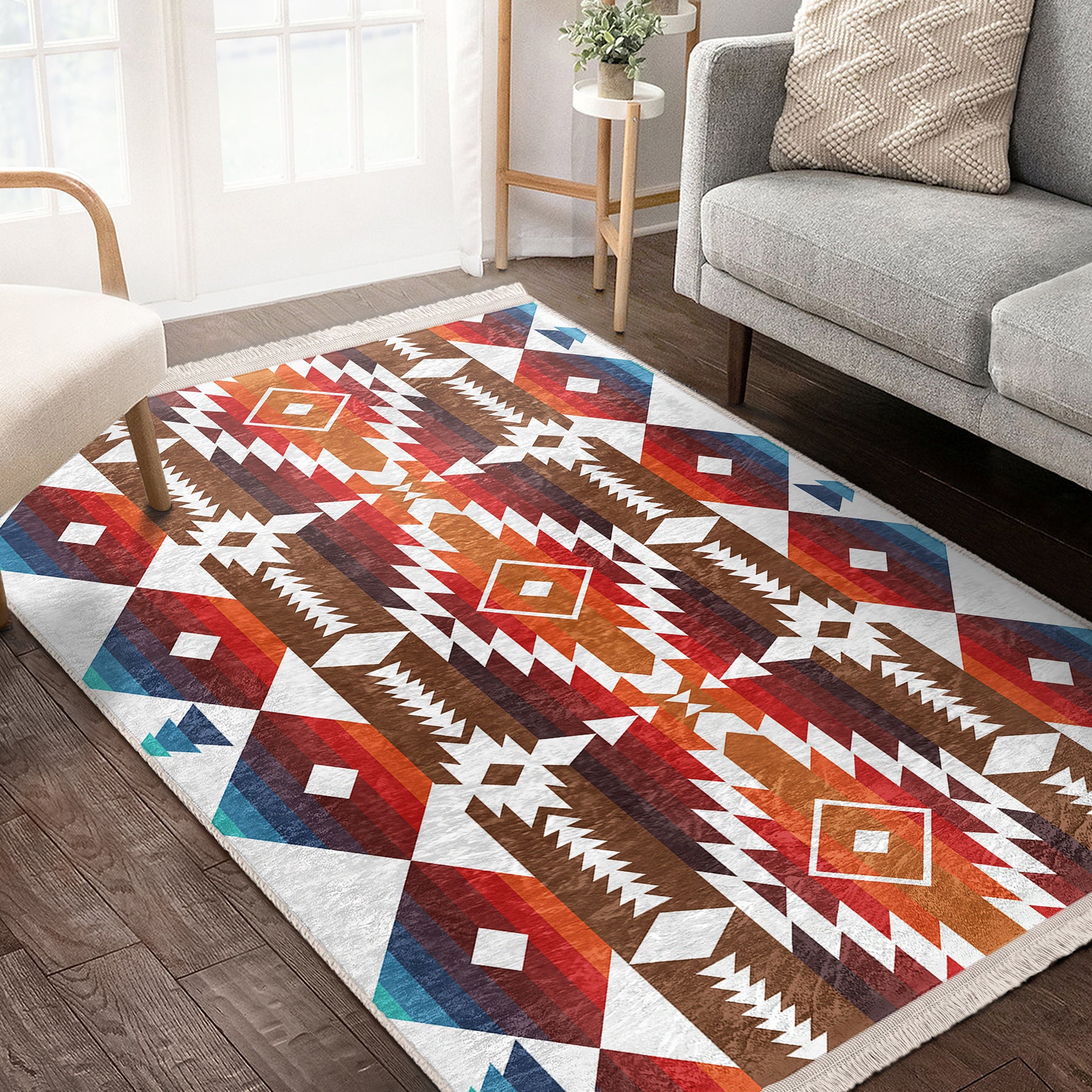 Aztec Pattern Rug|authentic Area Rug|washable Living Room Rug|non-slip ...
