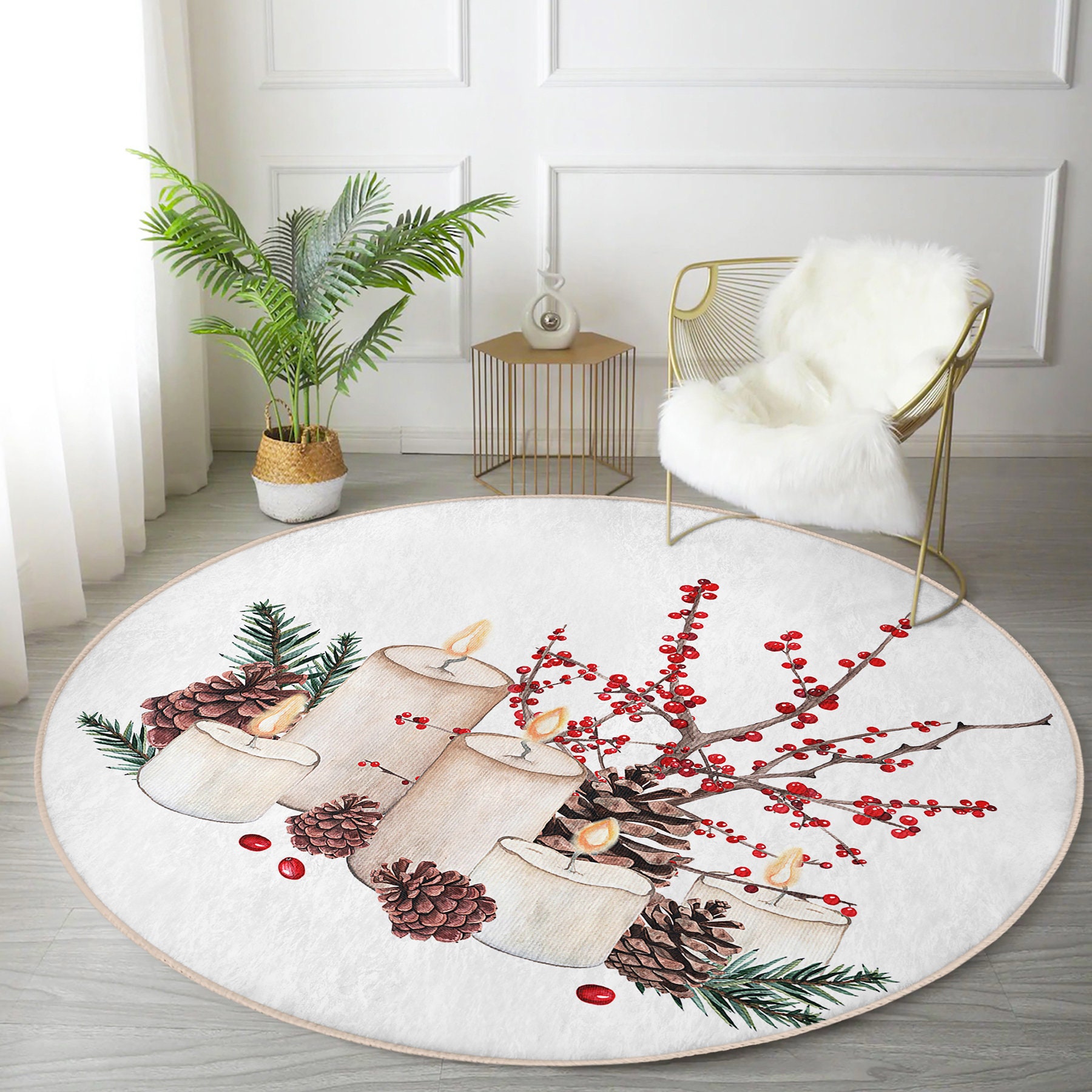 Candle Pattern Christmas Rug|cochina Flower Christmas Carpet ...