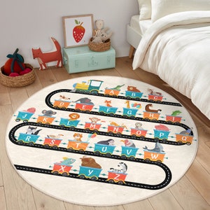 Alphabet Train Rug Educational Train Wagons Children's Rug|colorful Baby Mat|handmade ...