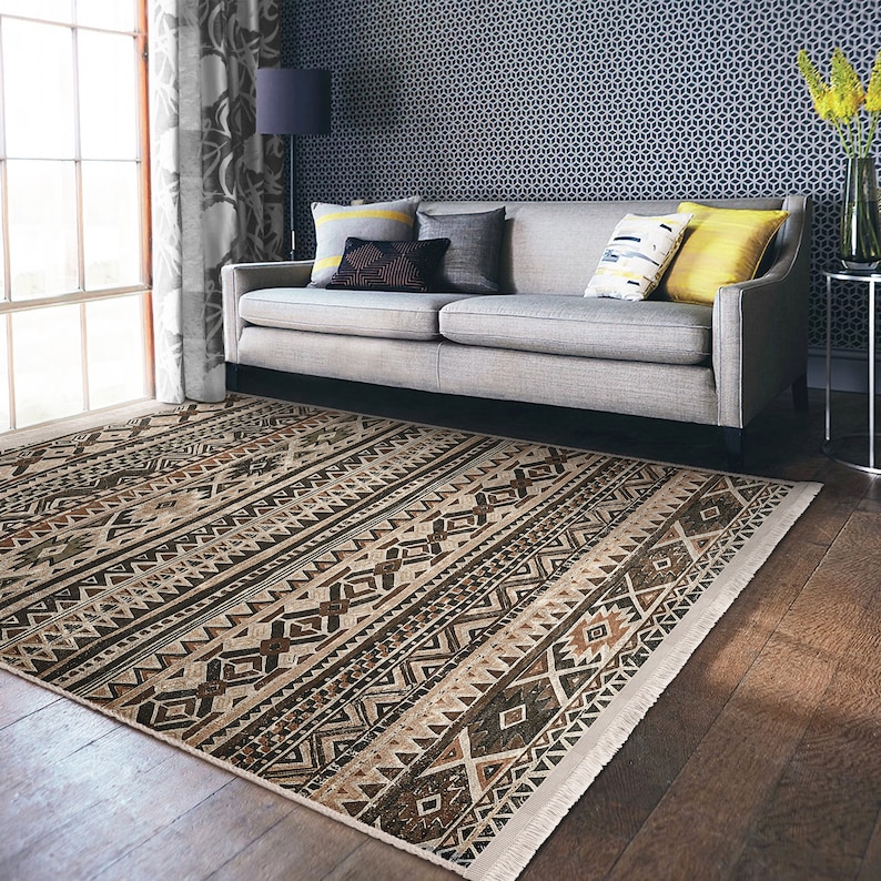Beige and Brown Aztec Print Rug|traditional African Rug|afghan Rug ...