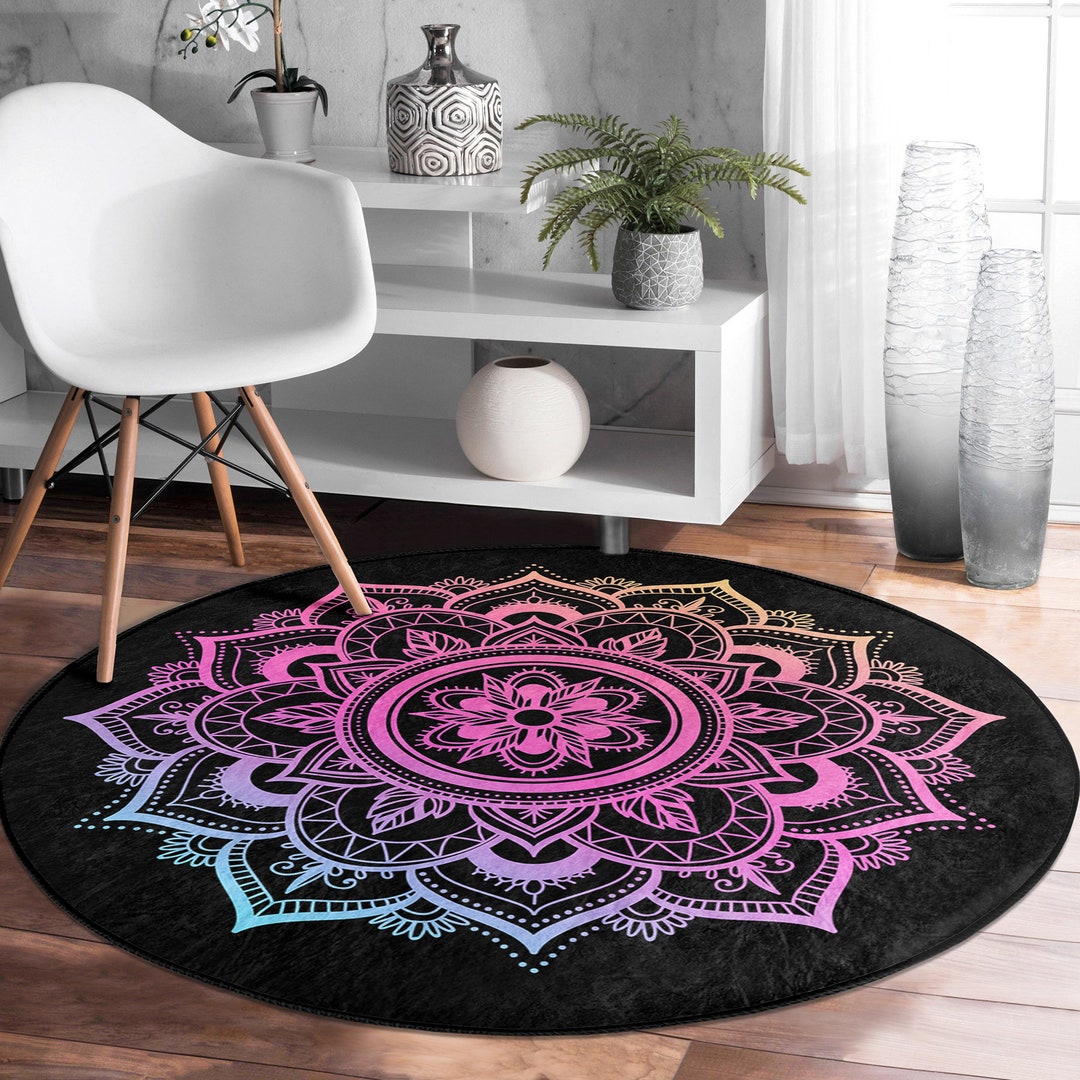 Round Yoga Mats|comfortable Black Meditation Mat|living Room Rugs|anti ...