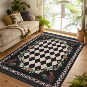High Country Rooster Area Rug Rug|anti-slip Checkered Rug|washable ...