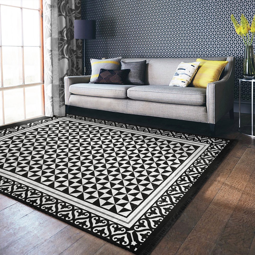 Alfombra geométrica para habitación, color tabaco, 1,4 m