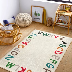 Alfombra infantil con letras para aprender el alfabeto/Alfombra educativa antideslizante para niños/Alfombras coloridas para niños/Alfombra hecha a mano/Alfombras infantiles más vendidas