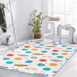 Learning Planets Nursery Mat|space Themed Kids Rugs|colorful Childrens ...