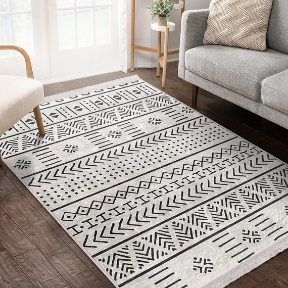 Scandinavian Rectangle Area Rugs|anti-slip Black Geometric Living