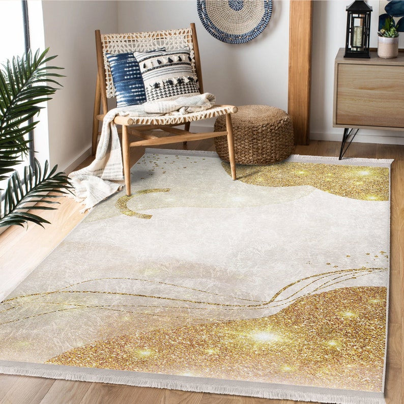 Shiny Gold Carpet|modern Silvery Area Rug|bestselling Fringed Carpet ...