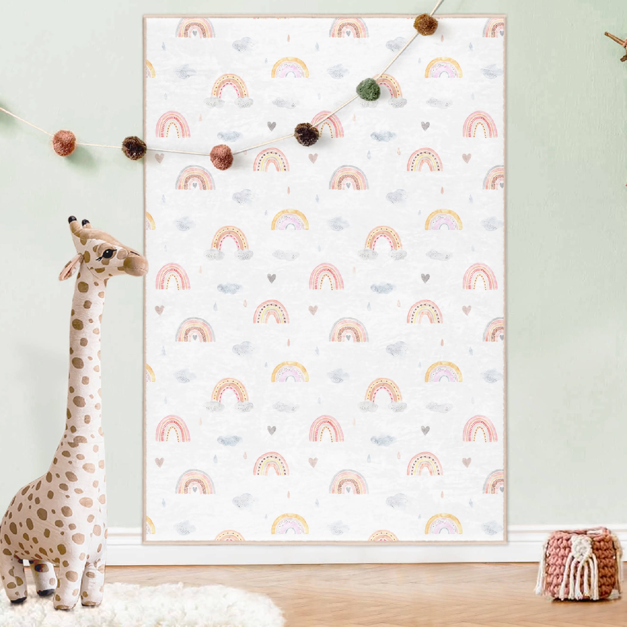 Babay Rugs Anti-slip Rainbow Baby Room Rug|custom Design Rugs|rectangle Boho Baby ...