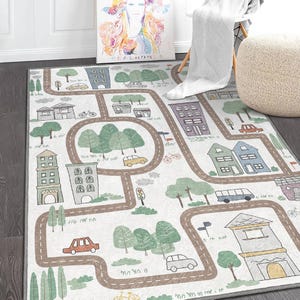 保育園の道路プレイマット|プレイルームラグ|長方形の交通プレイマット|ソフト道路ラグ||子供部屋へのギフト|滑り止め子供用ラグ|車道路ラグ