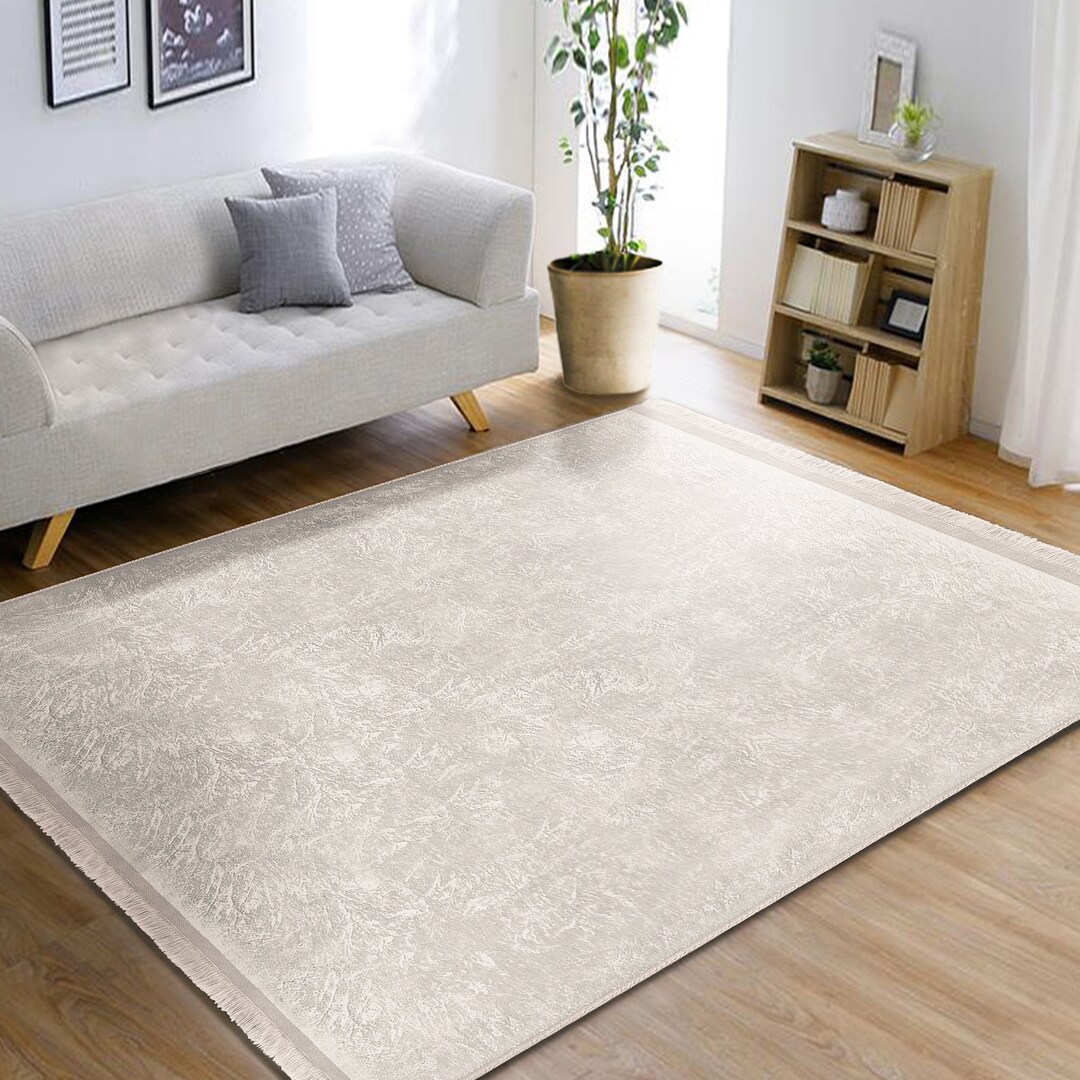 Beige Floor Rug Beige Living Room Rug|fringed Floor Carpet|washable Saloon Rug|anti ...