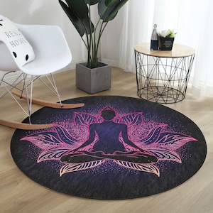 Washable Anti-Slip Meditation Mat|Best Yoga Mats|Area Rugs|Comfortable Carpet|Exercise Door Mat|Round Rug For Living Room