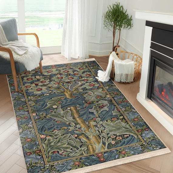 Tree of Life Rug|william Morris Rugs|washable Rectangle Carpet