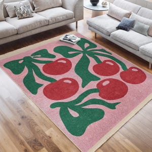 Fruit Rug|cherry Rug|cherry Art Carpet|non-slip Rugs|pink Kitchen Rug ...