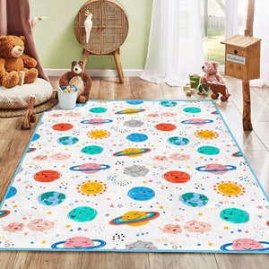 Learning Planets Nursery Mat|space Themed Kids Rugs|colorful Childrens ...