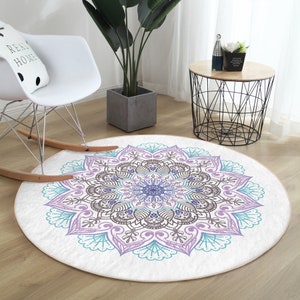 Machine Washable Bestselling Yoga Mat|Keolorn Printed Round Meditation Mat|Mandala Exercise Rug|Handmade Carpet|Round Area Rug|Pilates Mats