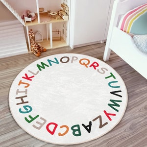 Alphabet bedruckter Kinderteppich|Pädagogisches Kindergeschenk|Klare Farbteppiche|Bestseller-Teppiche|Lernmatte|Kinderzimmer|Handgemachte Baby-Geschenke|Anti-Rutsch