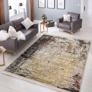Tumbled Living Room Rug|Large Carpet|Washable Bedroom Rug|Ombre Carpet|Rectangle Rug|Housewarming Gift|Fringed Area Rug|Handmade Doorway Rug