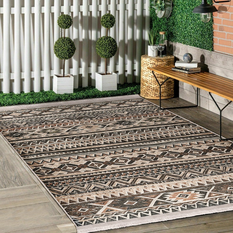 Beige and Brown Aztec Print Rug|traditional African Rug|afghan Rug ...