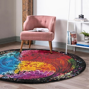 Washable Area Rug|Yoga Mat|Anti-Slip Round Meditation Carpet|Bestselling Carpets|Colorful Exercise Rug|Comfortable Yoga Mats|Dining Room Rug