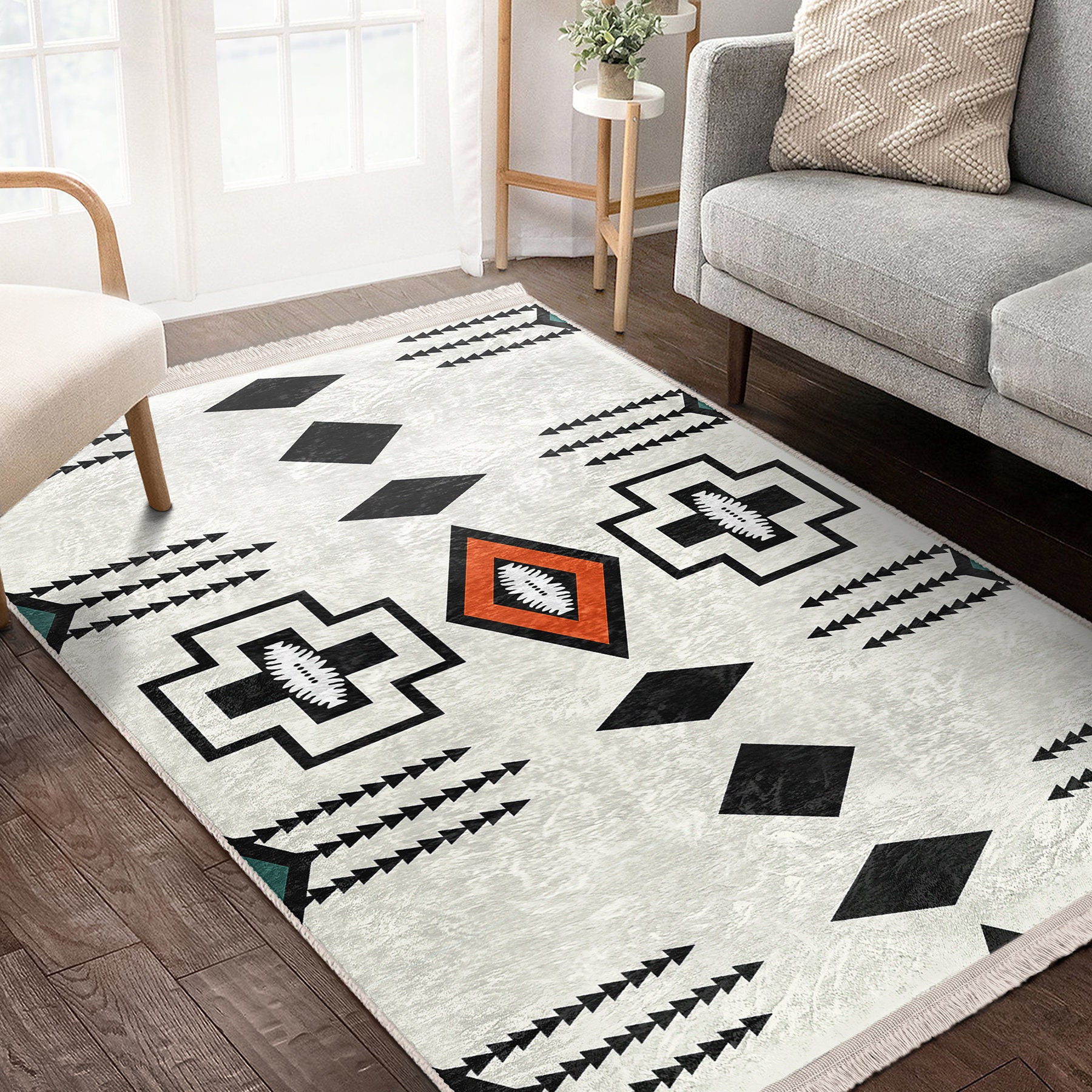 Ethnic Print Living Room Rug|authentic Area Rug|southwestern Rug|aztec ...