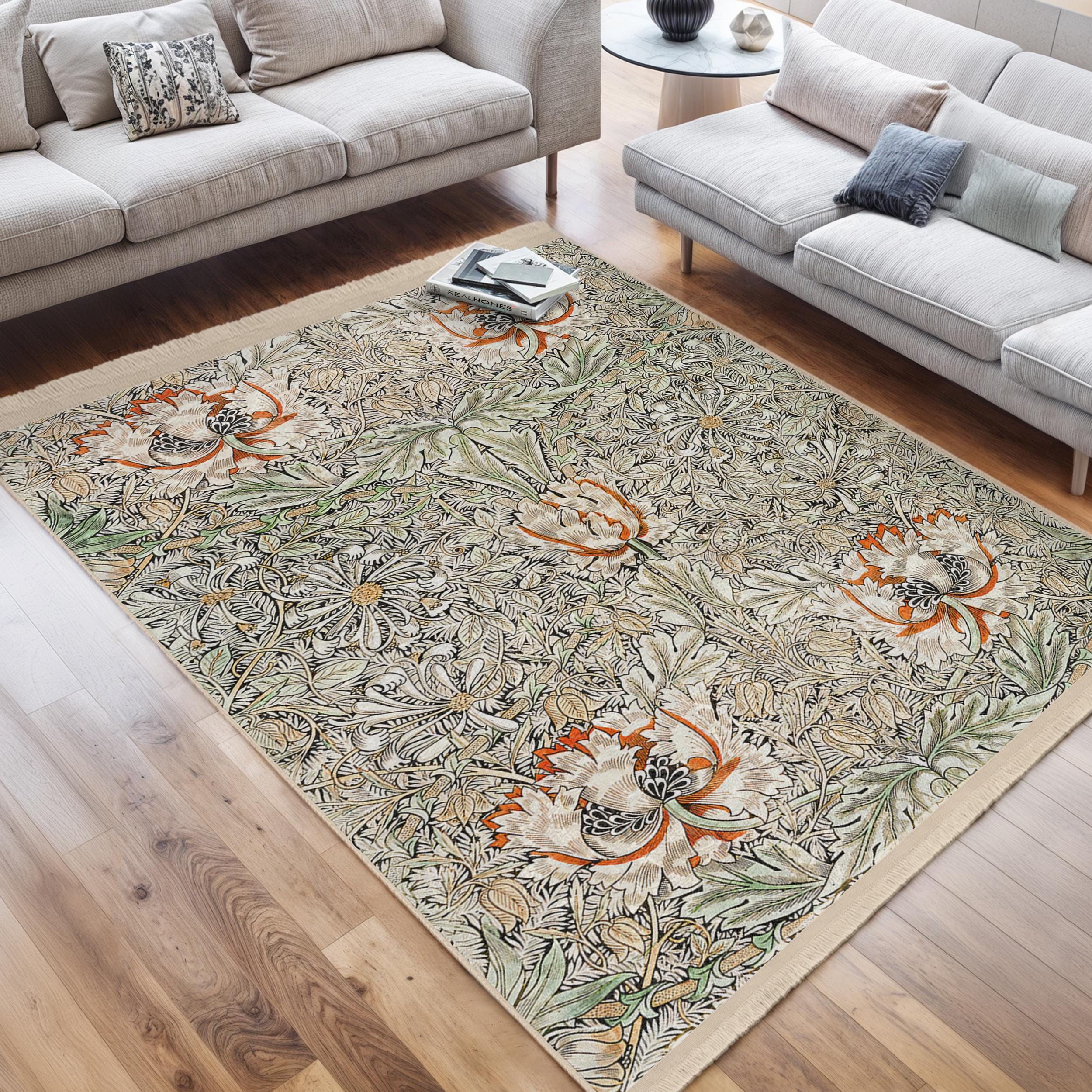 K*R様 MORRIS RUGS（モリスラグス）LONDON の額装絨毯 Floral William Morris Rug|art Rugs|anti-slip Area Rug|washable