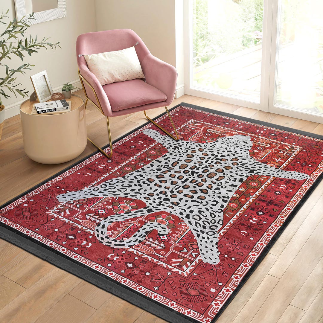 Red Pattern Lounge Rug Red Leopard Rug|modern Living Room Carpets|red Rug|non-slip Rugs ...