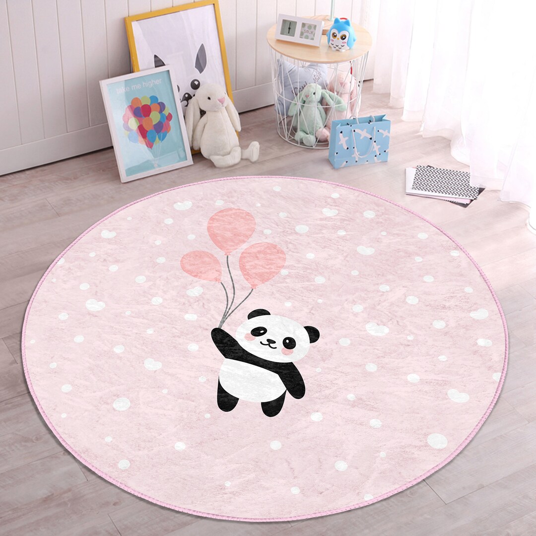 Cute Panda Washable Baby Room Rug|non-slip Nursery Carpet|digital ...