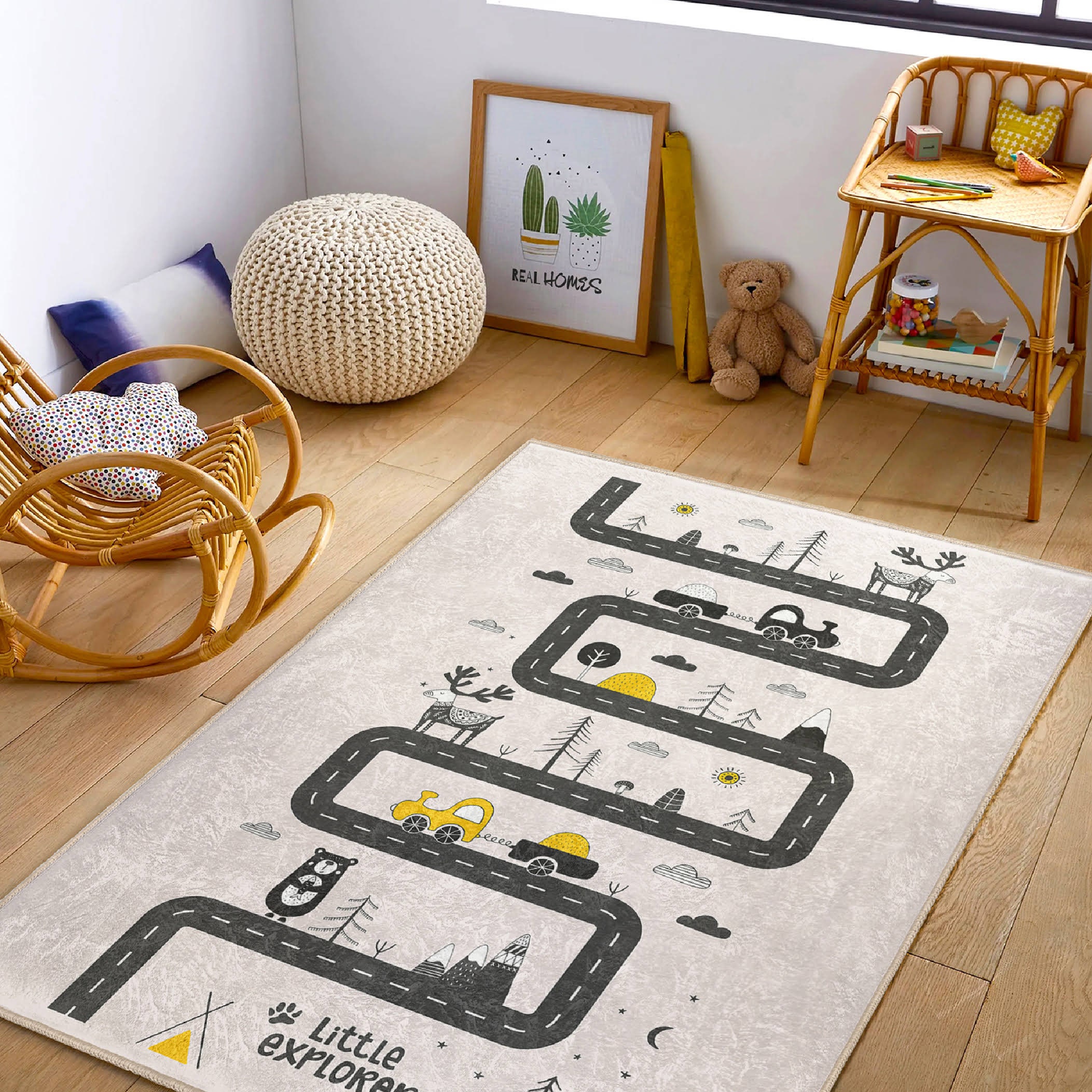 Forest Road Traffic Play Mat|kid's Playroom Rug|non-slip