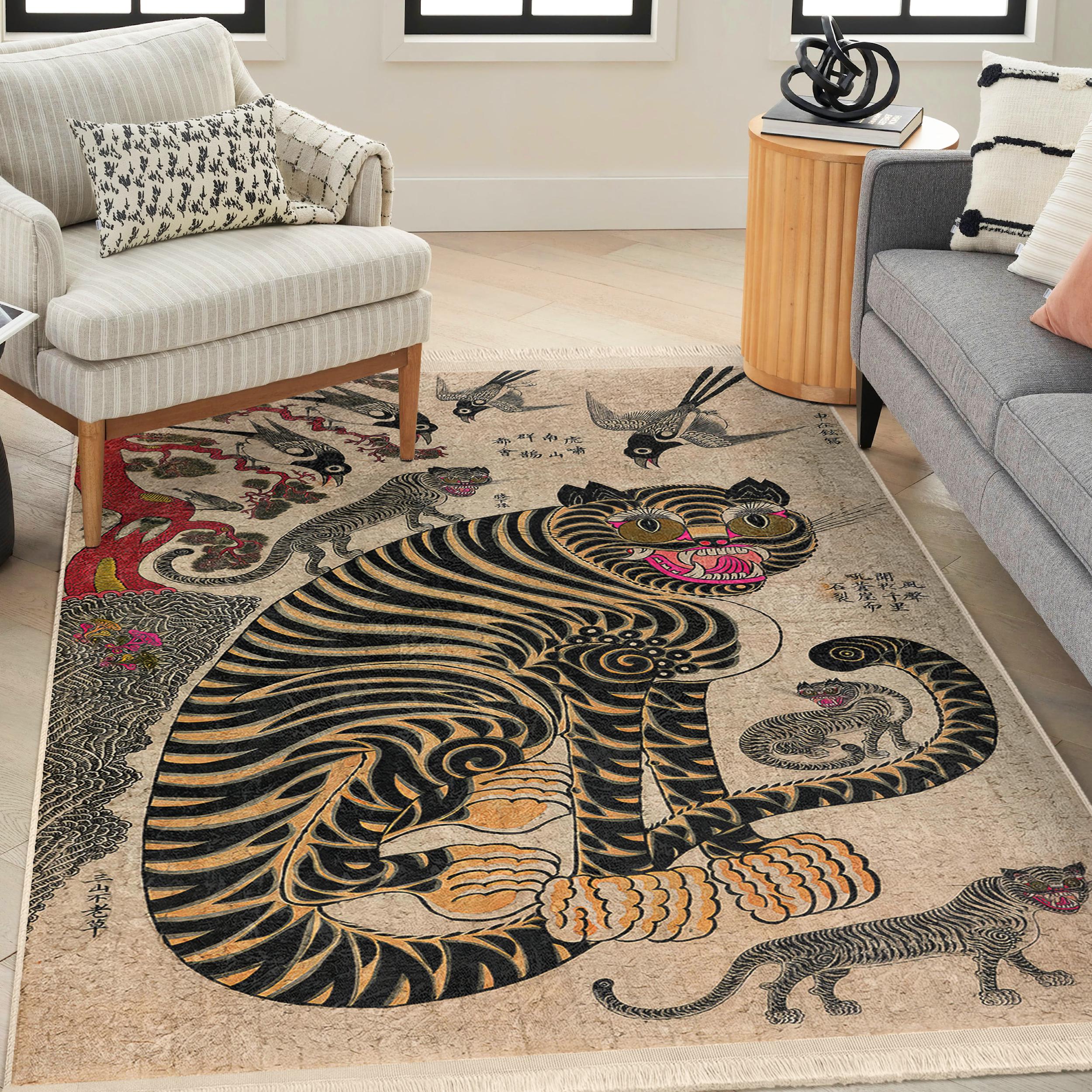 Bengal Tiger Rug|Tiger Carpet|Animal Pattern Rug|Living Room Carpets|Non-slip Rugs|Kitchen Rug|Area Rug|Housewarming Gift| Modern Rug